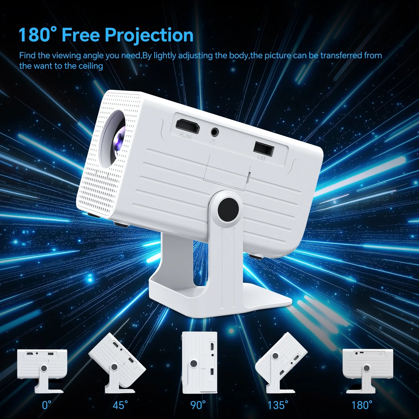 Portable 1080P Mini Projector - Perfect for Indoor & Outdoor Movie Nights, Compatible with TV Stick & HDMI