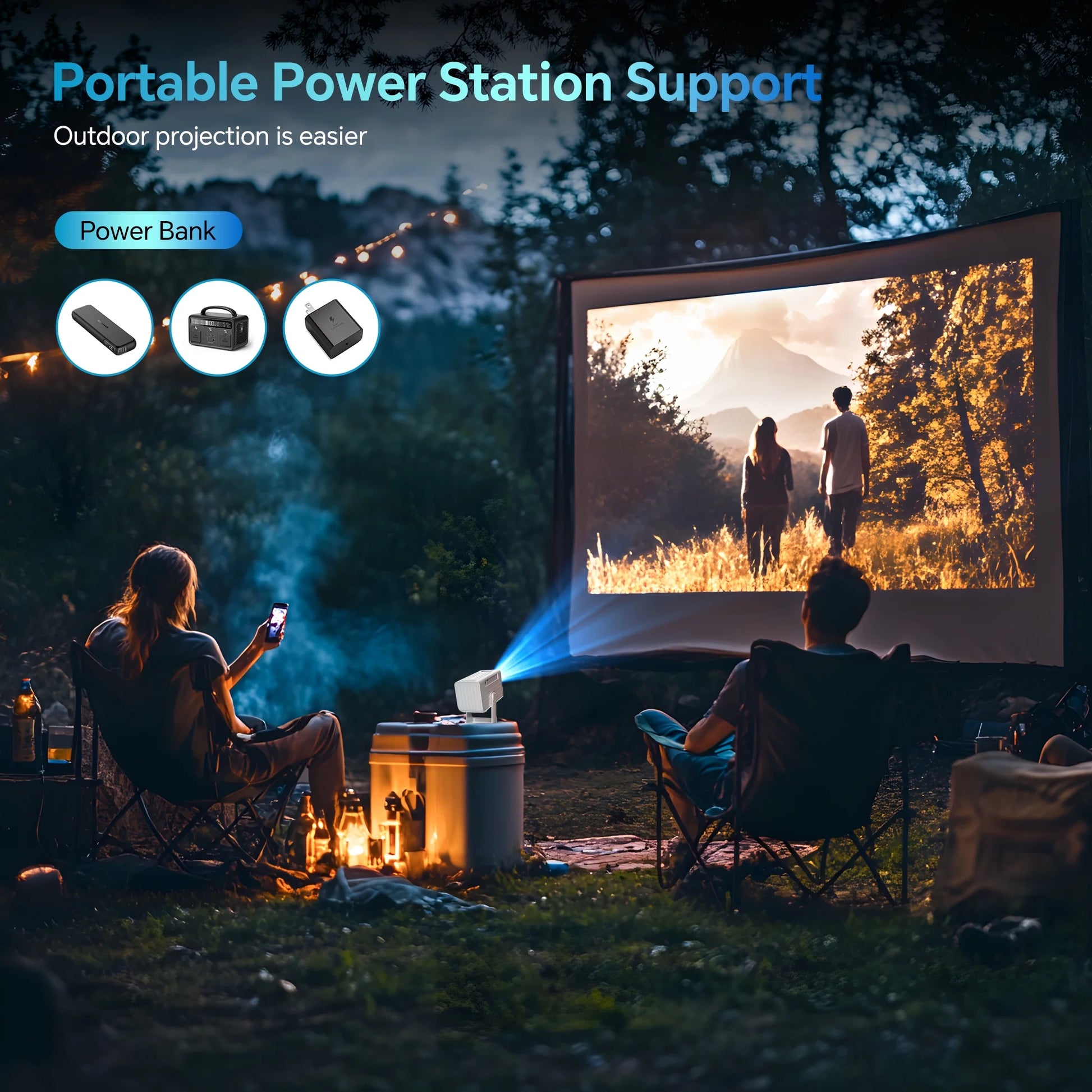Portable 1080P Mini Projector - Perfect for Indoor & Outdoor Movie Nights, Compatible with TV Stick & HDMI