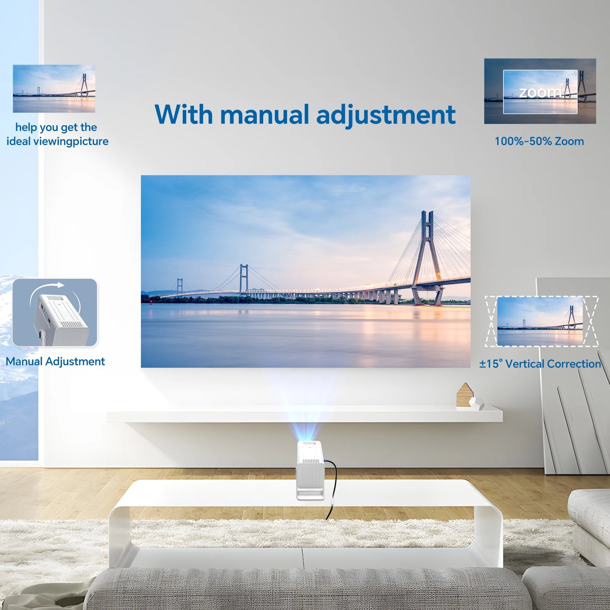 Portable 1080P Mini Projector - Perfect for Indoor & Outdoor Movie Nights, Compatible with TV Stick & HDMI