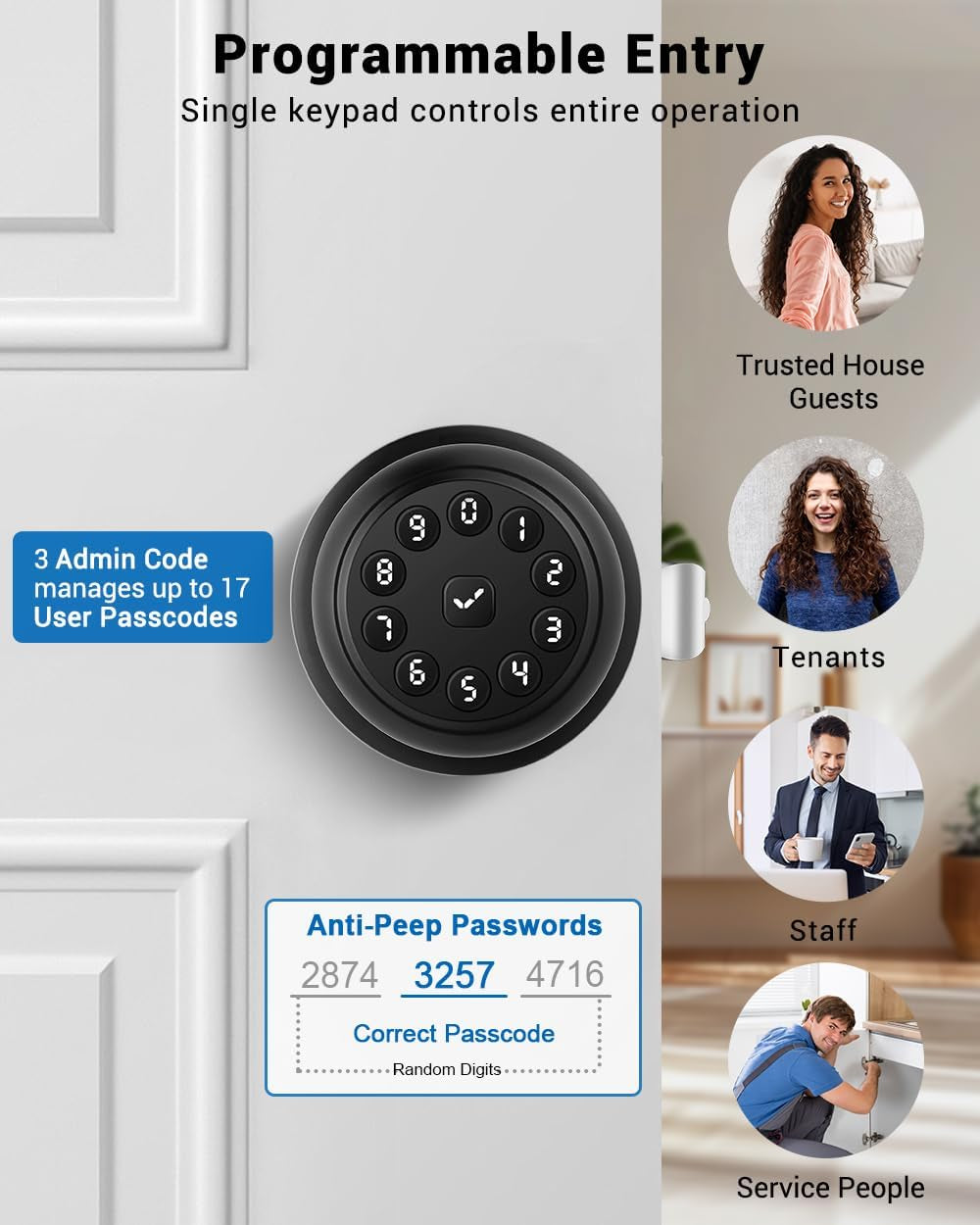 Keyless Entry Smart Door Knob Lock with Auto Lock Feature