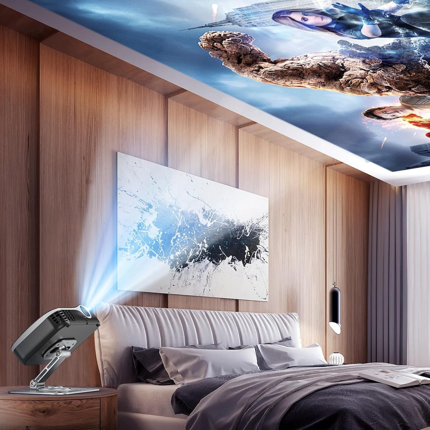 Foldable and Adjustable 3-in-1 Projector Stand for Desk, Wall, and Ceiling Mounting