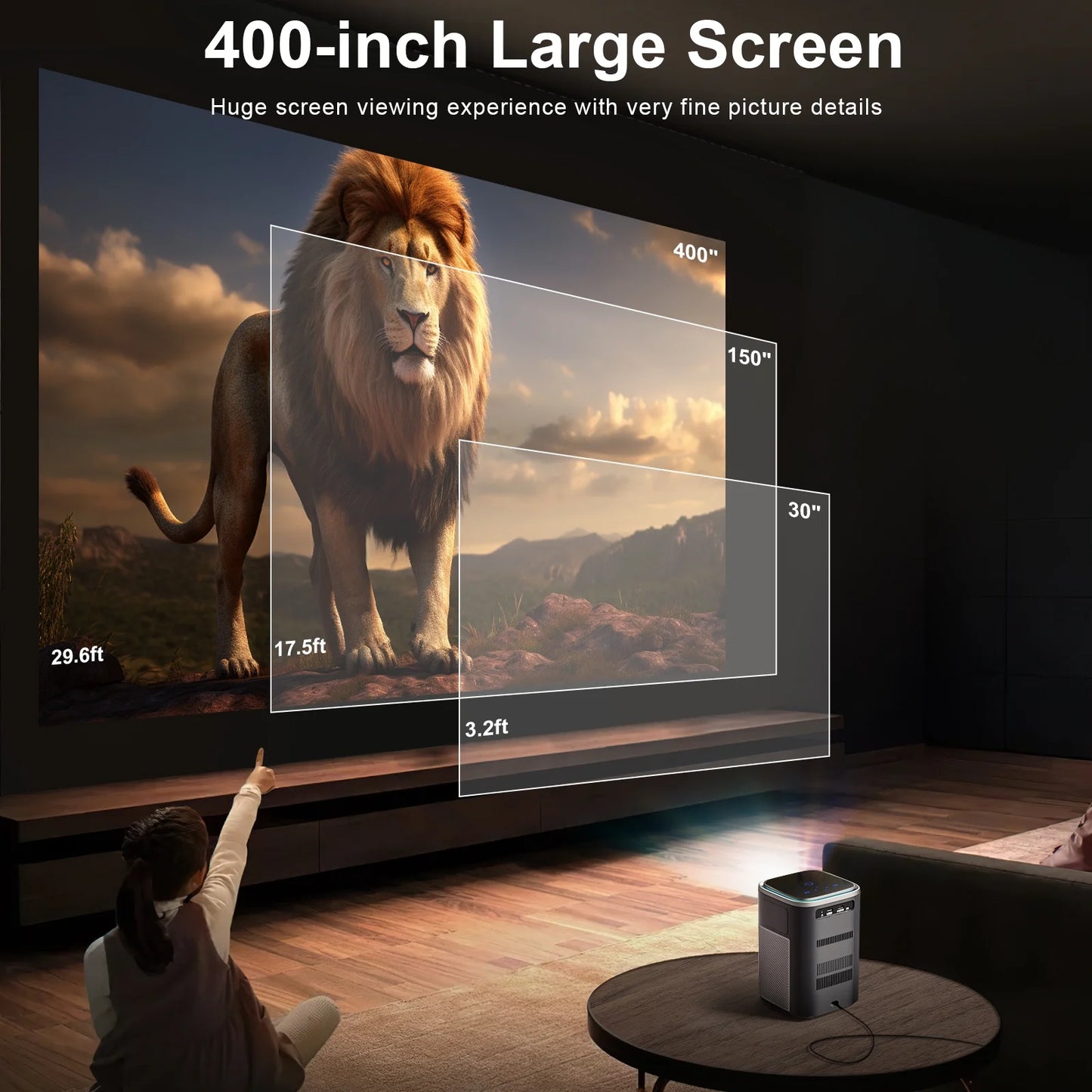 Ultimate 4K Home Theater Projector - 5G WiFi & Bluetooth, 600 ANSI Lumens, Native 1080P