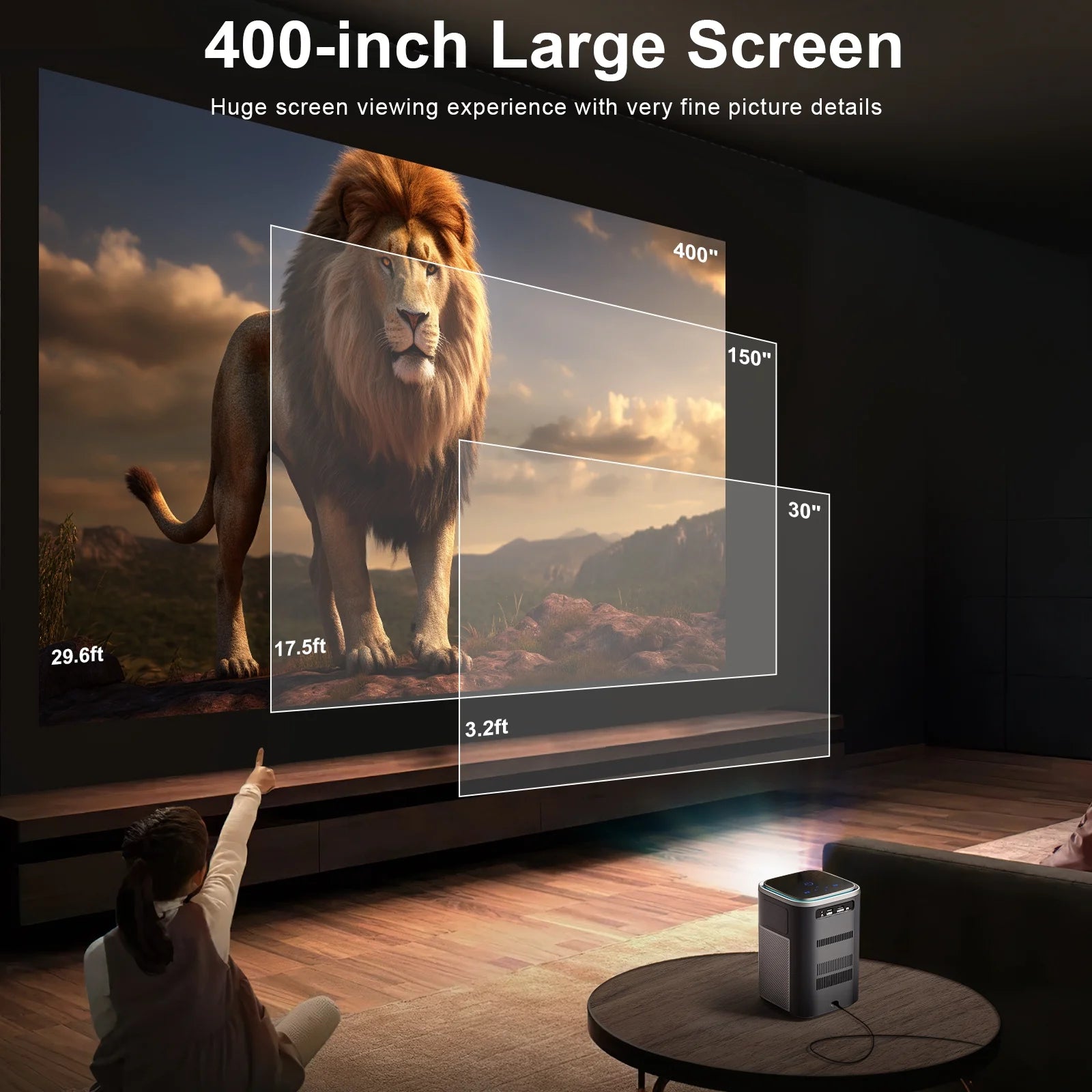 Ultimate 4K Home Theater Projector - 5G WiFi & Bluetooth, 600 ANSI Lumens, Native 1080P