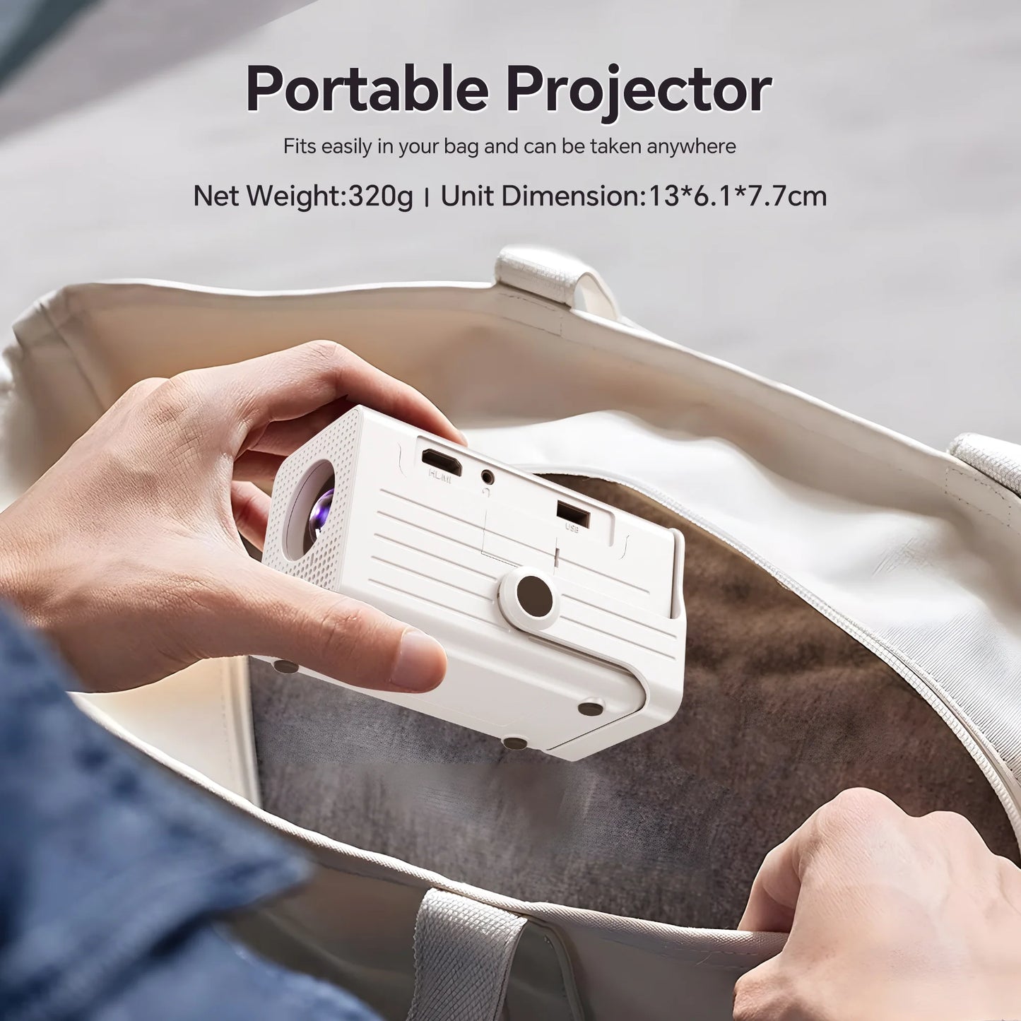 Portable 1080P Mini Projector - Perfect for Indoor & Outdoor Movie Nights, Compatible with TV Stick & HDMI
