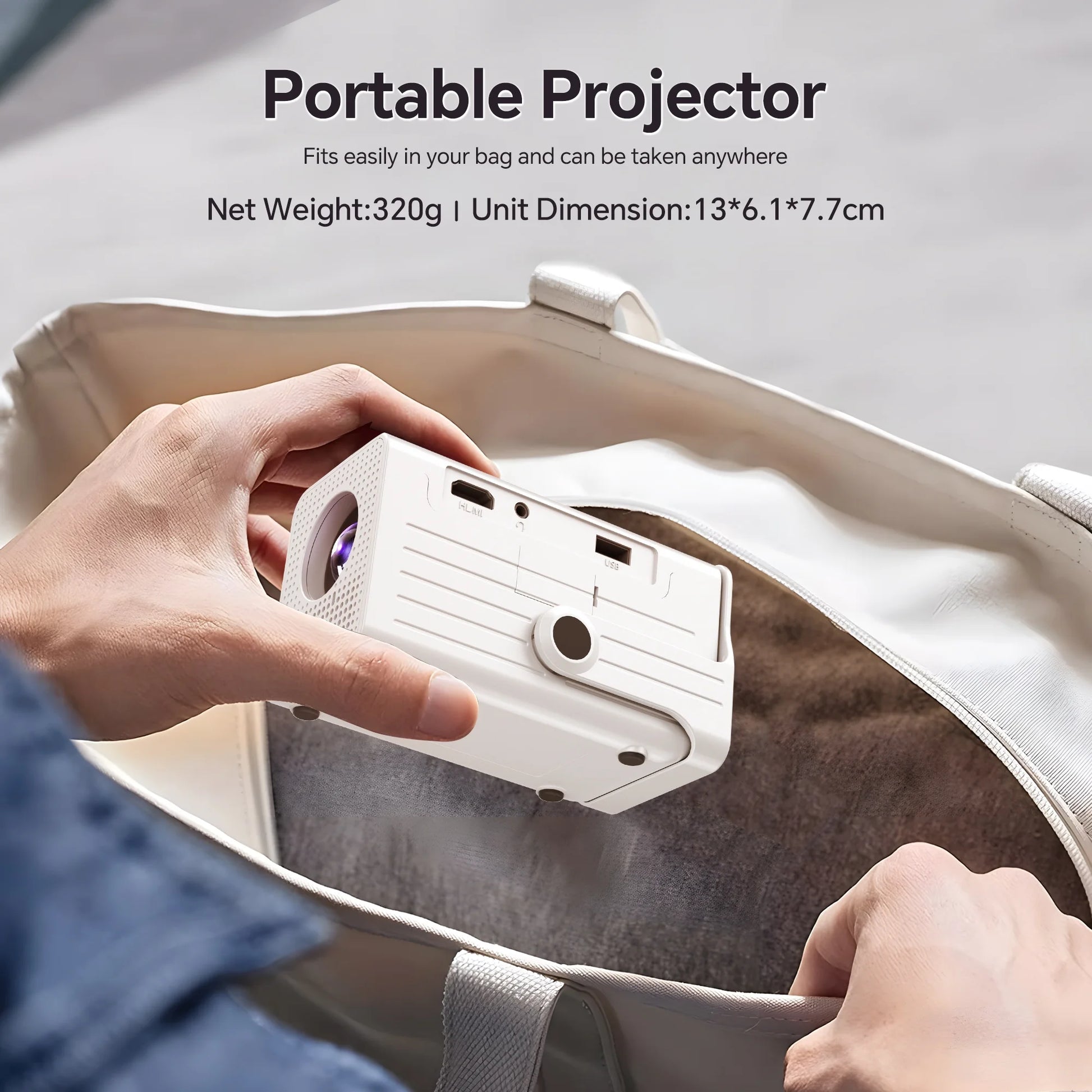 Portable 1080P Mini Projector - Perfect for Indoor & Outdoor Movie Nights, Compatible with TV Stick & HDMI