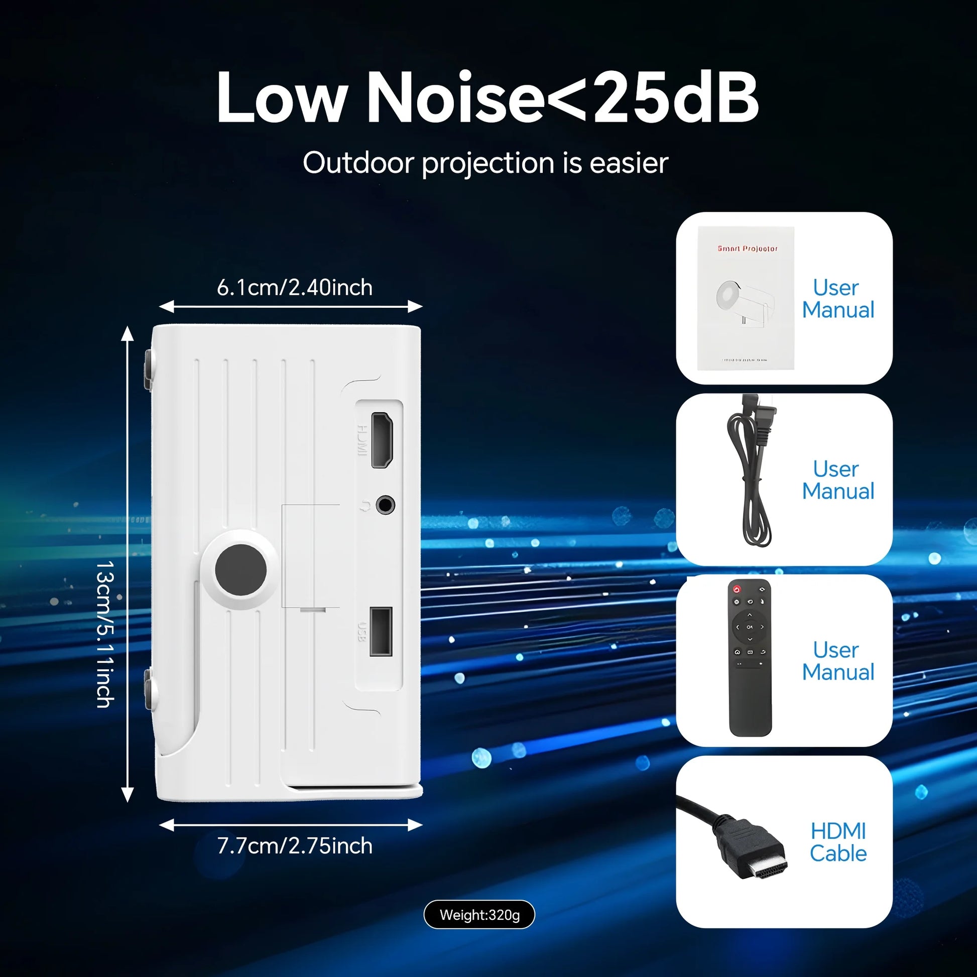 Portable 1080P Mini Projector - Perfect for Indoor & Outdoor Movie Nights, Compatible with TV Stick & HDMI