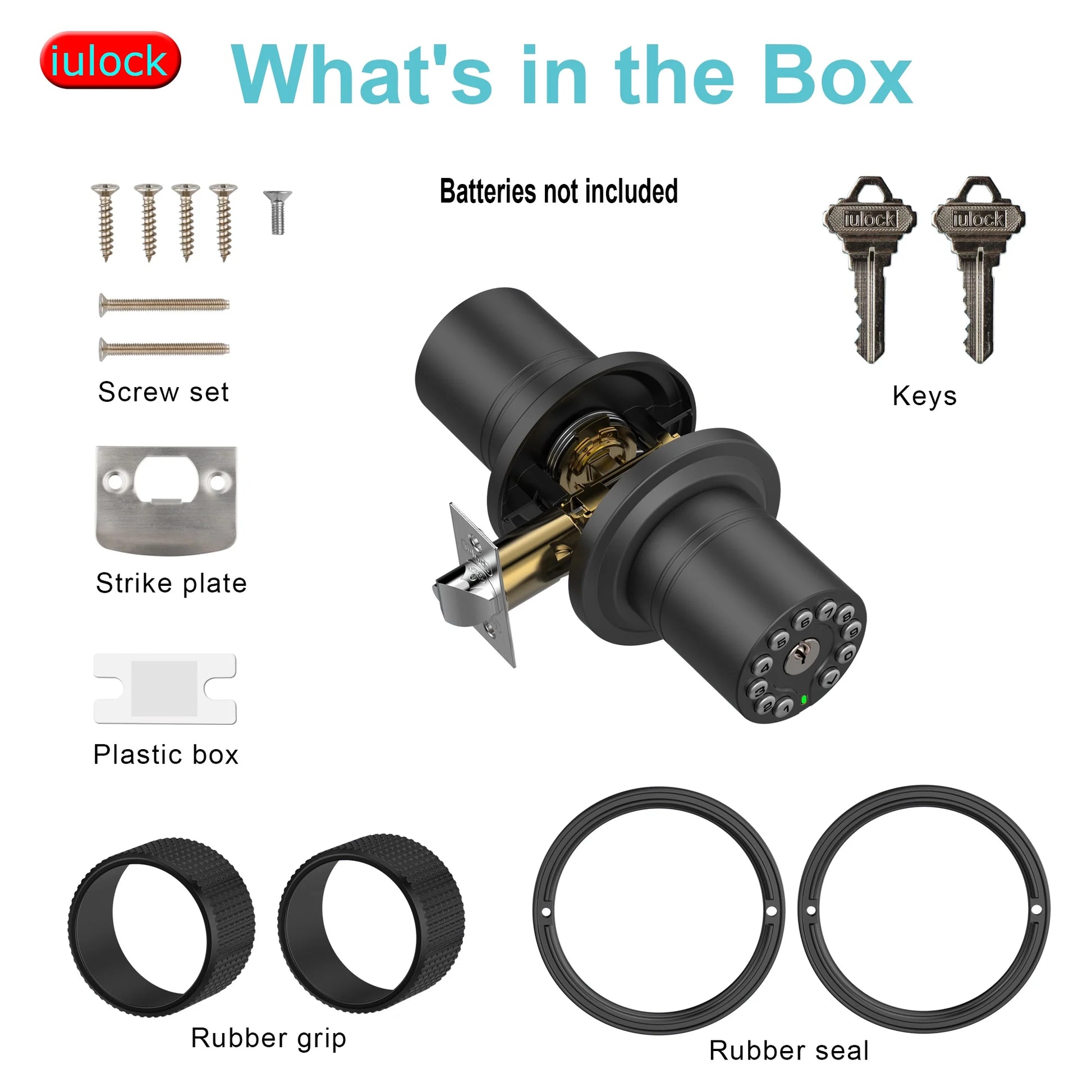 IU-30 Code Door Knob,Code Lock with Key,Keyless Entry Knob Lock, Auto Lock,50 User Code,Easy to Install and Program, for Bedroom Garage Office