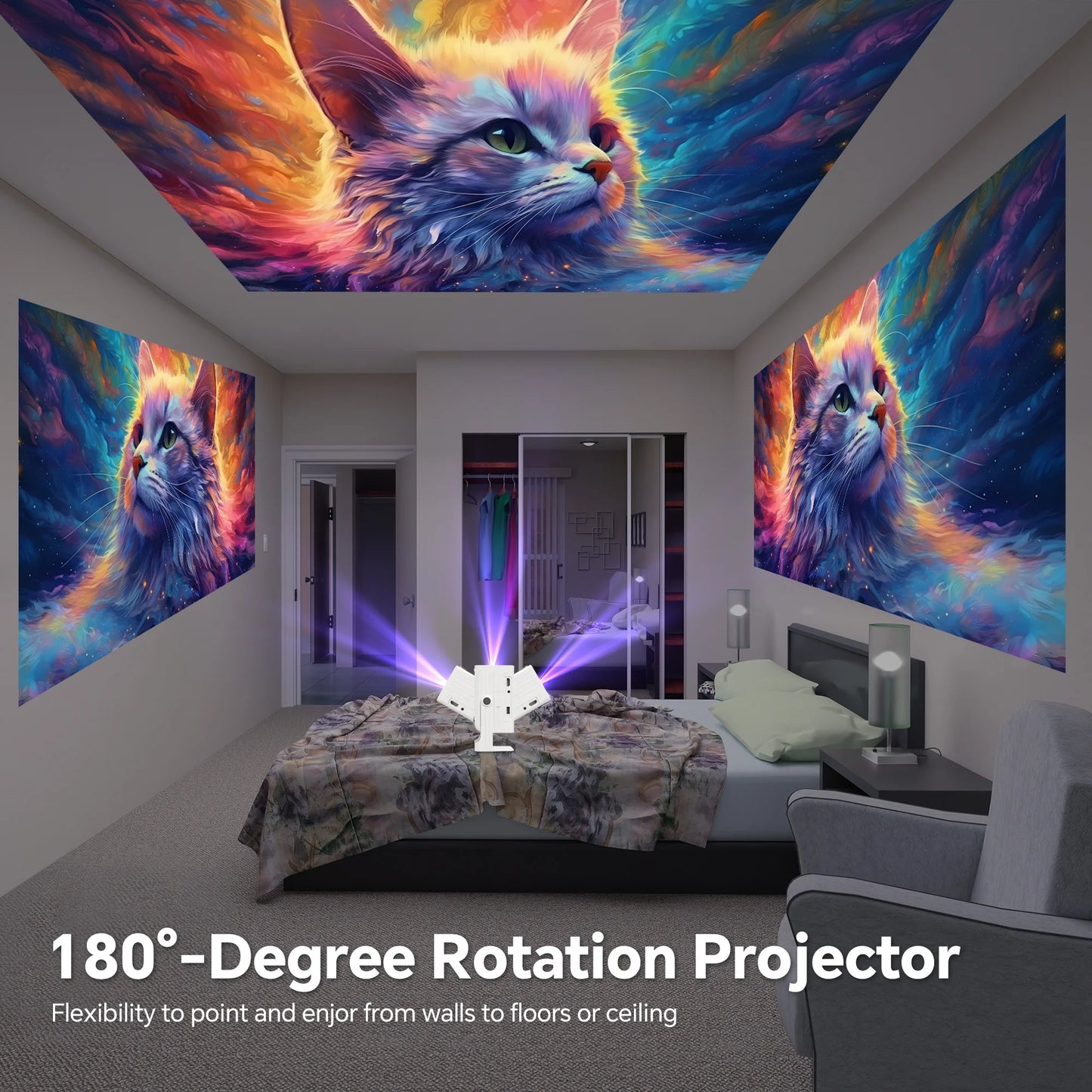 Portable 1080P Mini Projector - Perfect for Indoor & Outdoor Movie Nights, Compatible with TV Stick & HDMI