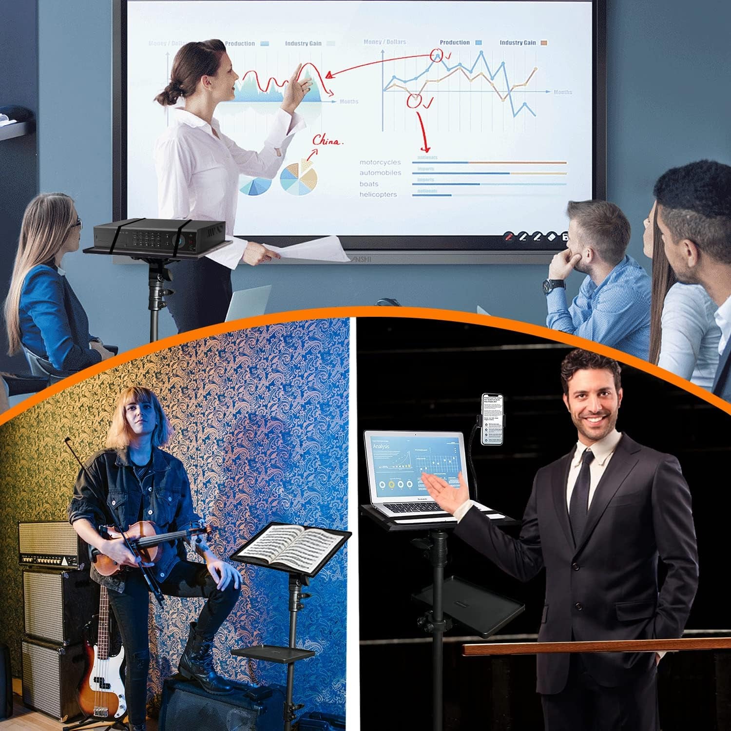 Projector Tripod Stand with Wheels Adjustable Height Laptop Tripod Stand Treadmi